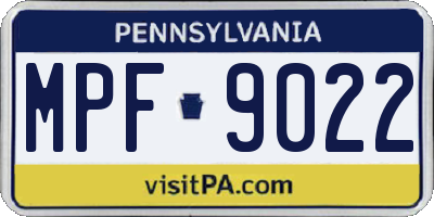 PA license plate MPF9022