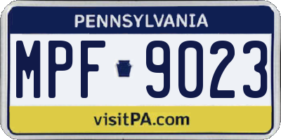 PA license plate MPF9023
