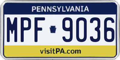 PA license plate MPF9036
