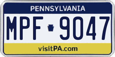 PA license plate MPF9047