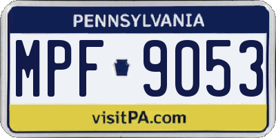 PA license plate MPF9053