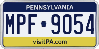 PA license plate MPF9054