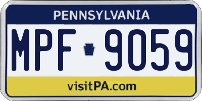 PA license plate MPF9059