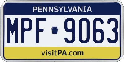 PA license plate MPF9063