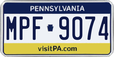 PA license plate MPF9074