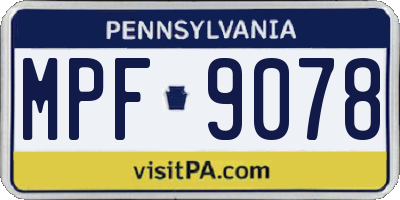 PA license plate MPF9078