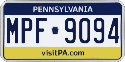 PA license plate MPF9094