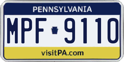 PA license plate MPF9110