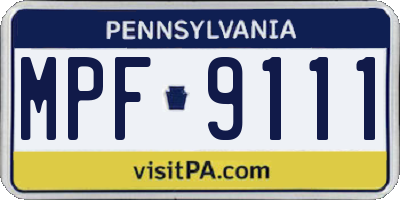 PA license plate MPF9111