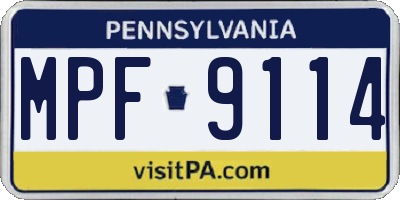 PA license plate MPF9114