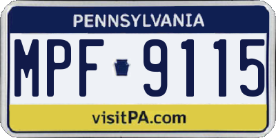 PA license plate MPF9115