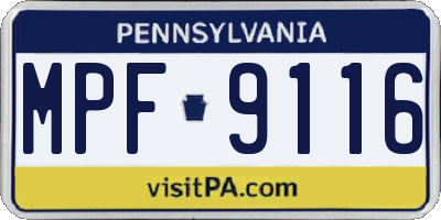 PA license plate MPF9116