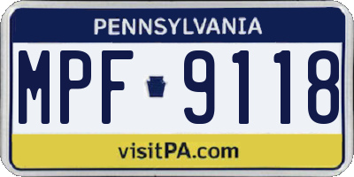 PA license plate MPF9118