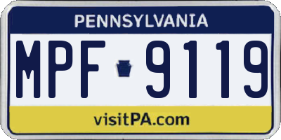 PA license plate MPF9119