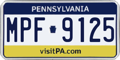 PA license plate MPF9125