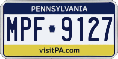 PA license plate MPF9127