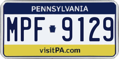 PA license plate MPF9129