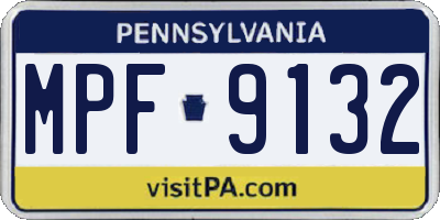 PA license plate MPF9132