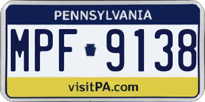 PA license plate MPF9138