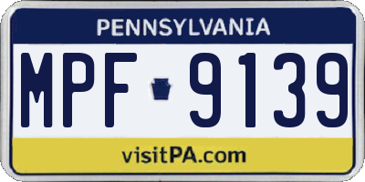 PA license plate MPF9139