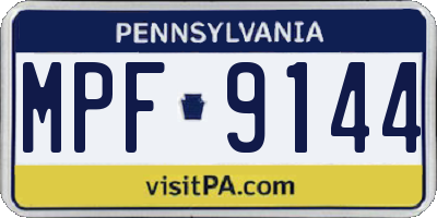 PA license plate MPF9144