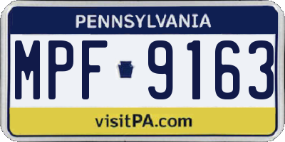 PA license plate MPF9163