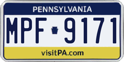 PA license plate MPF9171