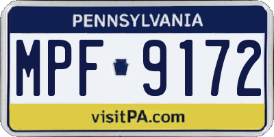 PA license plate MPF9172