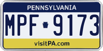 PA license plate MPF9173