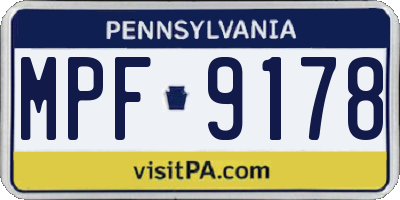 PA license plate MPF9178