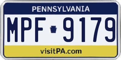 PA license plate MPF9179
