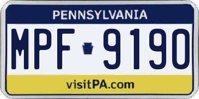 PA license plate MPF9190