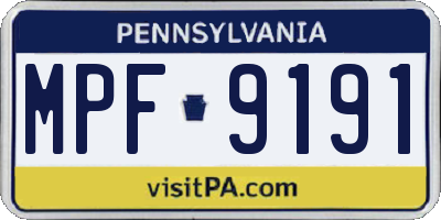 PA license plate MPF9191