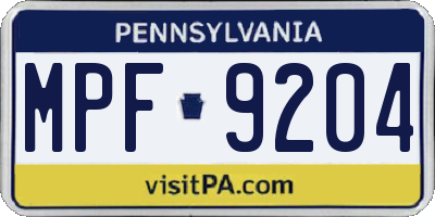 PA license plate MPF9204