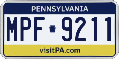 PA license plate MPF9211