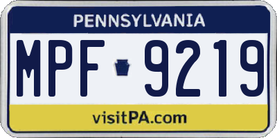 PA license plate MPF9219