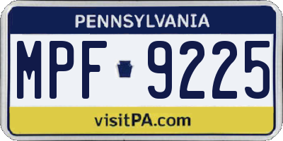 PA license plate MPF9225