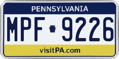 PA license plate MPF9226