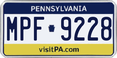 PA license plate MPF9228