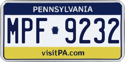 PA license plate MPF9232