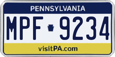 PA license plate MPF9234