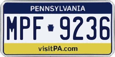 PA license plate MPF9236