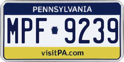 PA license plate MPF9239