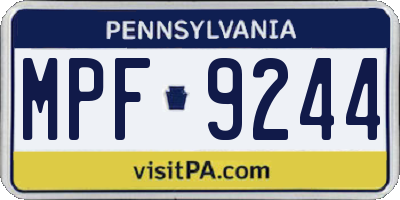 PA license plate MPF9244