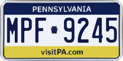 PA license plate MPF9245
