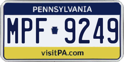 PA license plate MPF9249