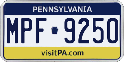 PA license plate MPF9250