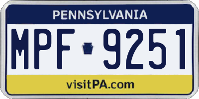 PA license plate MPF9251