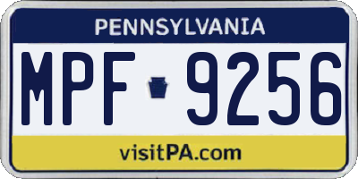 PA license plate MPF9256