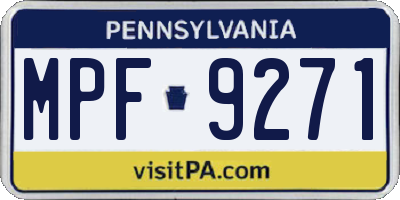 PA license plate MPF9271